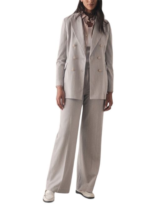 pantalone gessato in lino e cotone azzurro e avorio Circolo 1901 | FD31208312